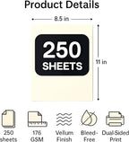 250 Sheets Cream Cardstock 8.5 x 11 Ivory Card Stock 65lb/176gsm Premium Off - Image 2