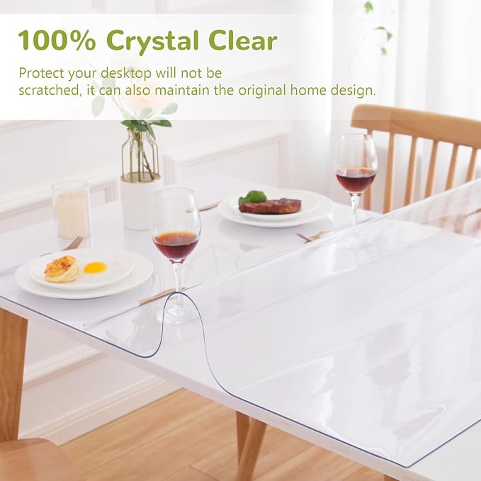 Eisdroma 24 x 48 Inch Clear Table Cover Protector, 1.5mm Plastic Table Cover - Image 5