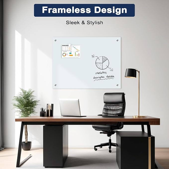 Magnetic Glass Whiteboard for Wall, Large Frameless White Board for Home and - Image 7