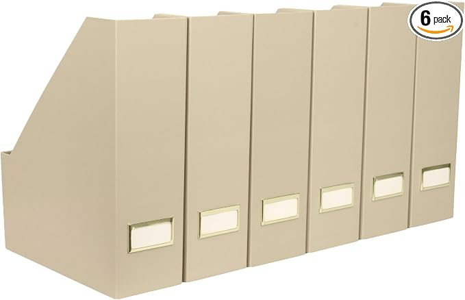 BLU MONACO | Set of 6 Foldable Taupe Magazine File Holders by Blu_Monaco