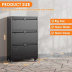 METAN Upgrade 3 Drawers Lateral File Cabinet on Wheels, Steel Office Filing - Image 2