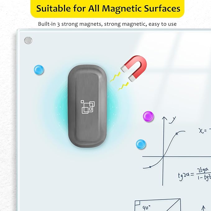maxtek Magnetic Dry Erase Eraser, Glass Board Erasers, 4 Pack, Glass Board - Image 3