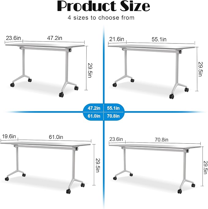 WYMHYZ Conference Table Flip Top Mobile Conference Room Tables, Folding - Image 2