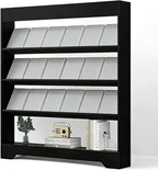 LHIUGE 4-Layer Brochure Display Rack, Freestanding Wooden Magazine Rack by LHIUGE