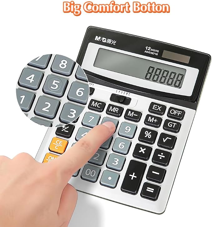 M&G Desk Calculator 12 Digit Extra Large LCD Display Calculators, Dual Solar - Image 2