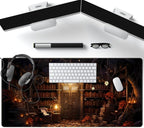 Medieval Bookshelf Desk Pad Mat Vintage Gothic Bookcase Bookshelf Deskpad Large - Image 4