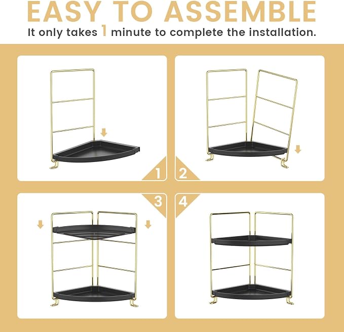 JANUS LiANG 2-Tier Spice Rack Corner Storage Shelf Makeup Organizer Stackable - Image 7