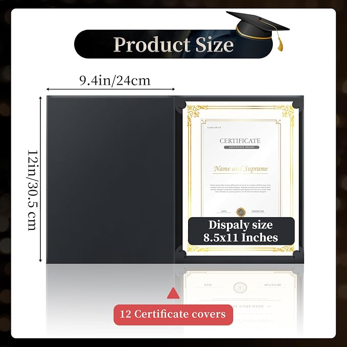 12 Packs Certificate Covers, Certificate Holders Gold Foil Border, - Image 2