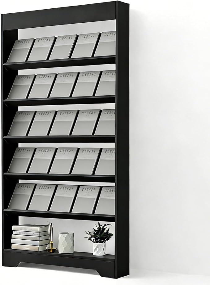 LHIUGE 6-Layer Brochure Display Rack, Freestanding Wooden Magazine Rack by LHIUGE