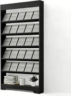 LHIUGE 6-Layer Brochure Display Rack, Freestanding Wooden Magazine Rack by LHIUGE