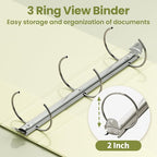 SUNEE 3 Ring Binder 2 Inch 1 Pack, Light Yellow - Image 3