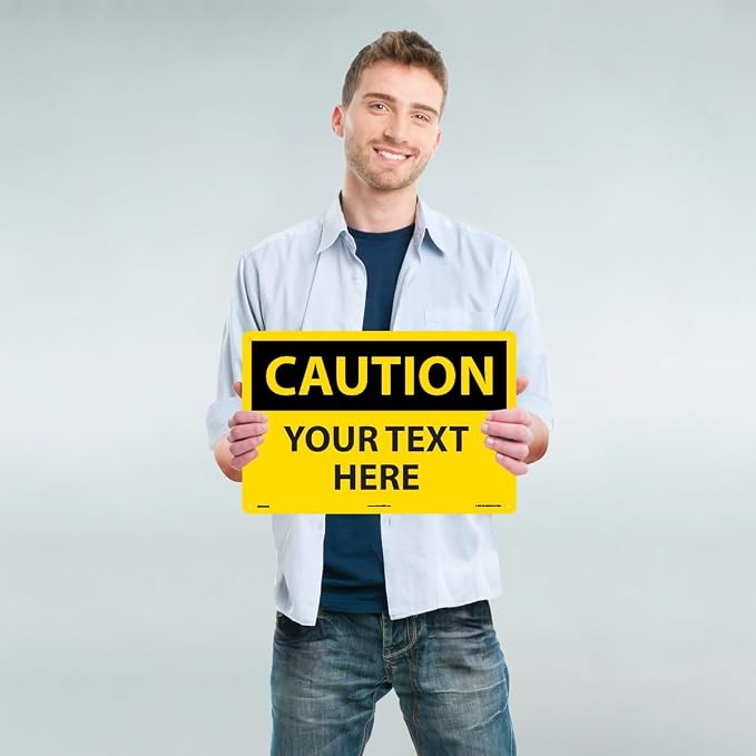 Custom OSHA Style Caution Sign 12" x 18" Aluminum Sign, Customizable "Your Text - Image 2