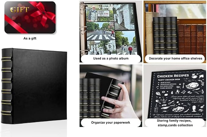 LETVPVOW Vintage Hardback 3 Ring Binder 2 Inch, Professional Leather Binders 2 - Image 5