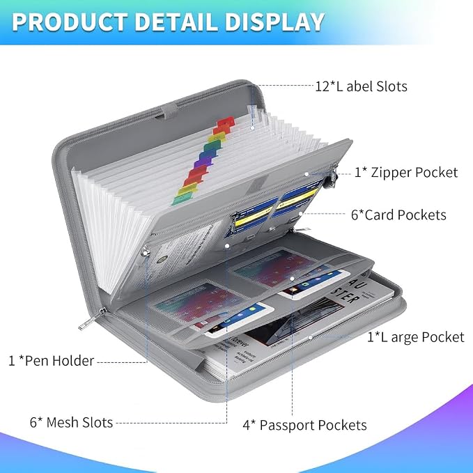 Fireproof Accordion File Organizer – Fireproof File Folder & Expanding - Image 2