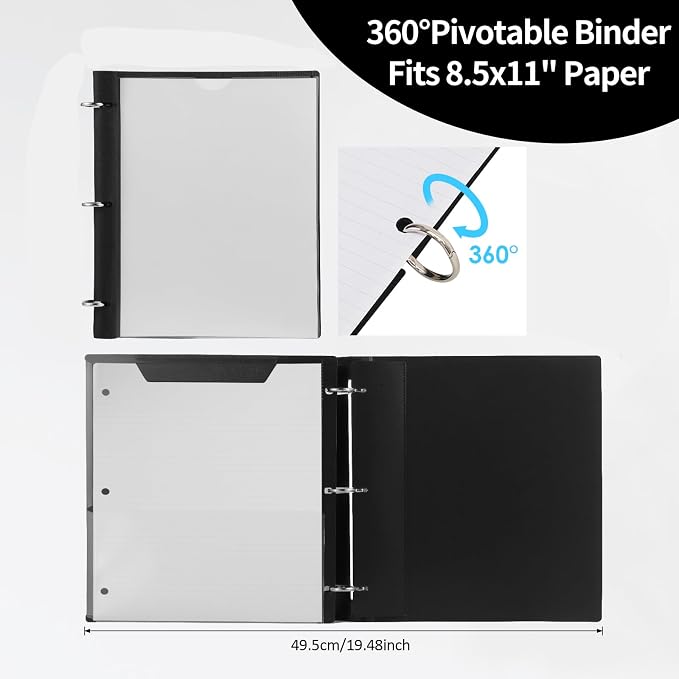 Tashkummy 360° Pivotable 3 Ring Binder, Upgraded Foldable Binders 1 inch 2 Pack - Image 5
