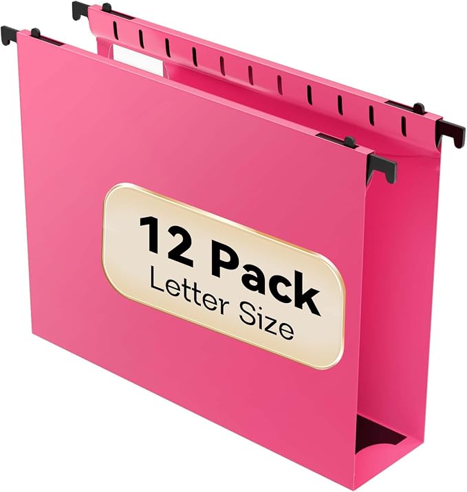 Nordun Extra Capacity Plastic Hanging File Folder Letter Size, 12 Pack by NORDUN