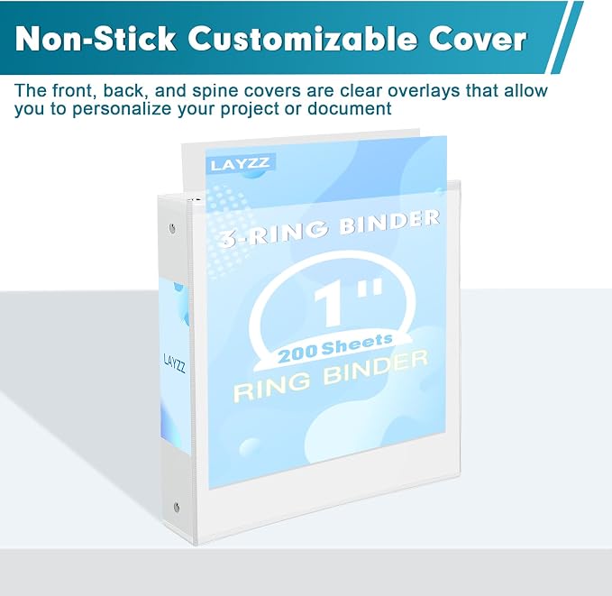 3 Ring Binder, LAYZZ 12 Pack 1 Inch Binders 3 Ring - Image 5