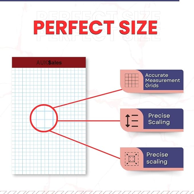 Grid Paper Pad 5x8 Inches, Graph Paper Pad 4x4, Grid Notepad, 1 Pack, 5x8 Graph - Image 3