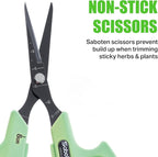 Saboten Fluorine Coated Straight Blade Trimming Scissors Green PT-1 160mm - Image 4