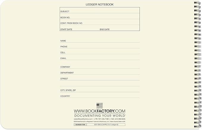 BookFactory Accounting Ledger Notebook/Large 4 Column Accounting Ledger - Image 2