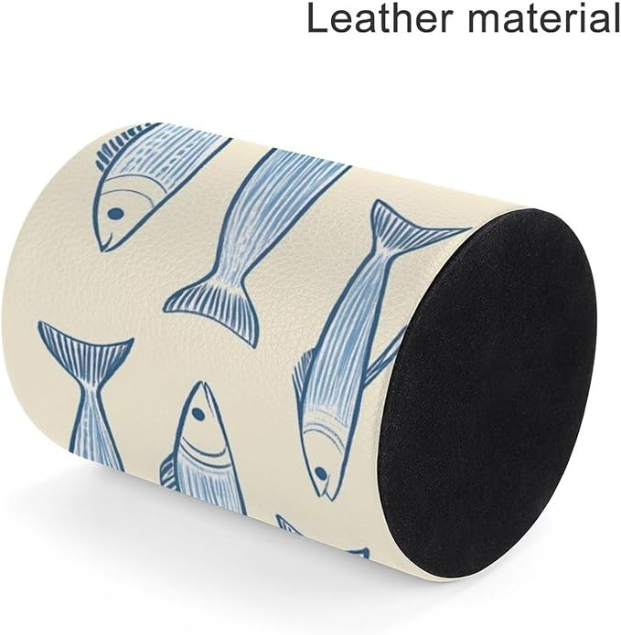Sardine Fish Pencil Holder Leather Desk Organizer Stand Round Pen Cup Container - Image 4