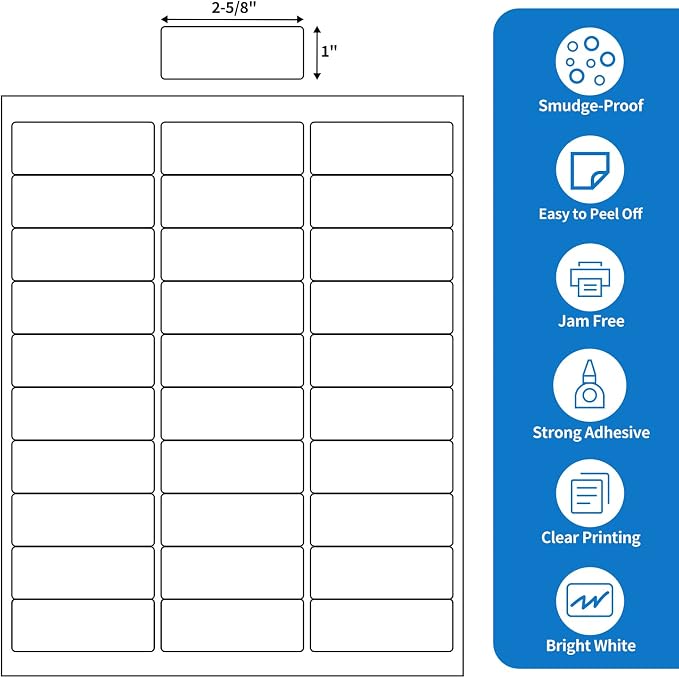 BESTEASY 30-up 100 Sheets 1" X 2-5/8" Address Shipping Labels - Image 2