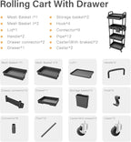 Sorgion 4 Tier Rolling Cart Organizer, Art Craft Diaper Bedside Snack Laundry - Image 7
