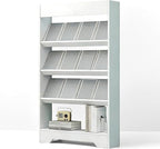 LHIUGE 4-Layer Brochure Display Rack, Freestanding Wooden Magazine Rack by LHIUGE