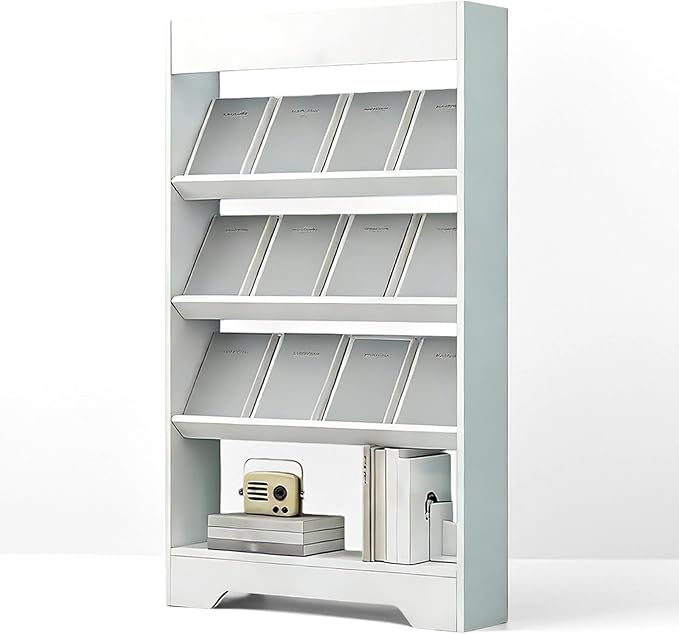 LHIUGE 4-Layer Brochure Display Rack, Freestanding Wooden Magazine Rack by LHIUGE