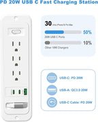 Recessed Power Strip with Retractable USB C Cable, 2 PD 20W USB C, Flush Mount - Image 4