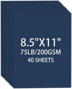 Cardstock 8.5 X 11, 40 Sheets Dark Blue Card Stock, 75lb/ 200gsm Copy Paper by Ciphyfee