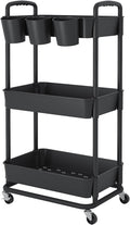 JIUYOTREE 3-Tier Plastic Rolling Storage Cart Utility Cart by JIUYOTREE