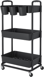 JIUYOTREE 3-Tier Plastic Rolling Storage Cart Utility Cart by JIUYOTREE