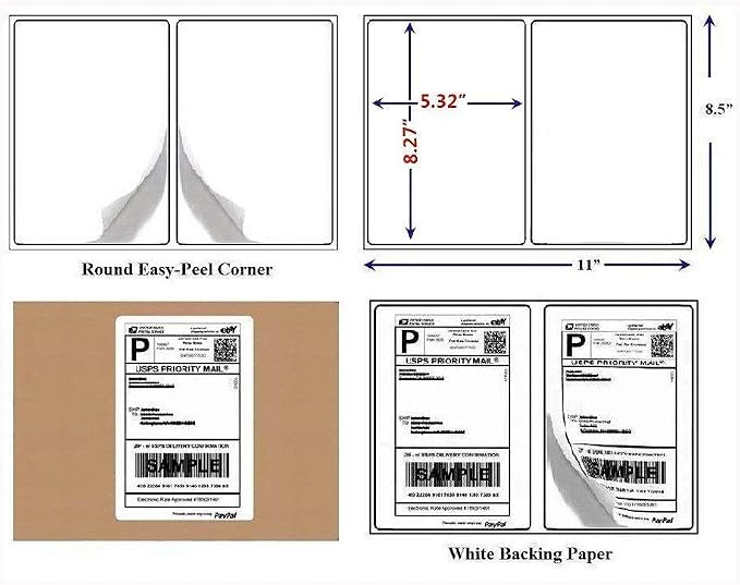 BESTEASY 16000 Round Corner Half Sheet Self Adhesive Shipping Labels - Image 2