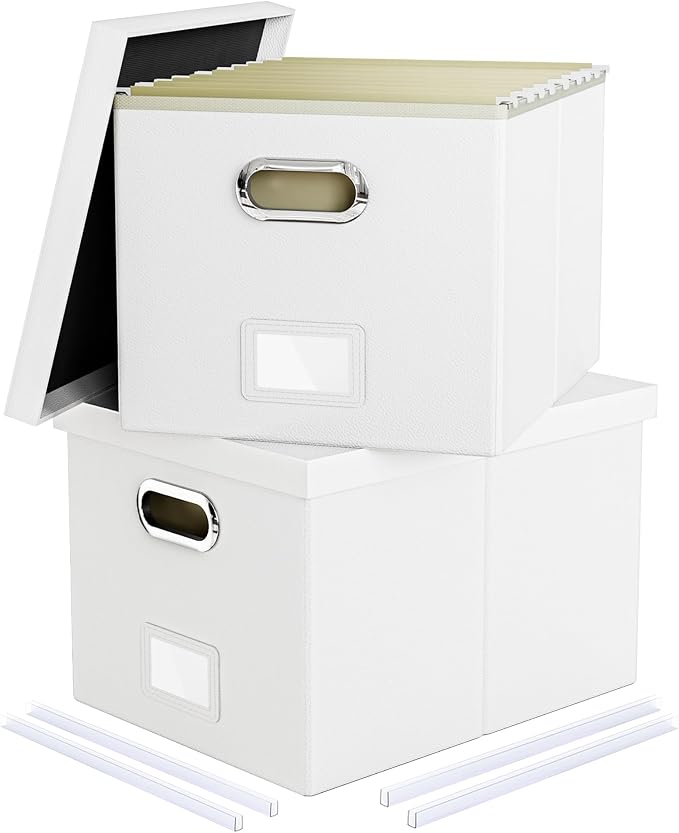 2 Pack File Storage Organizer, Portable File Box by Oterri