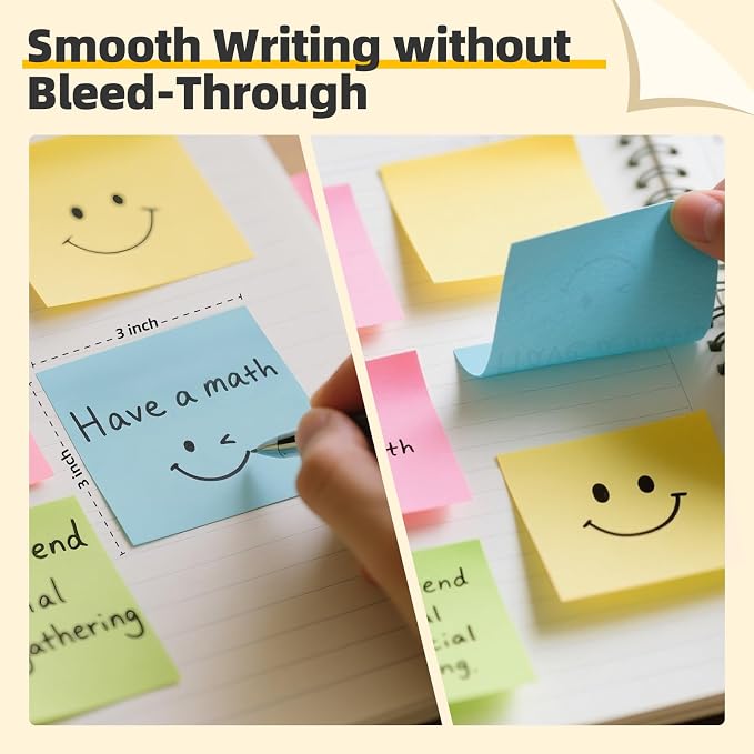 HappyHapi Sticky Notes 3x3 Inch 2800 Sheets, 28 Pack 100 Sheets/Pad, 4 Soft - Image 4