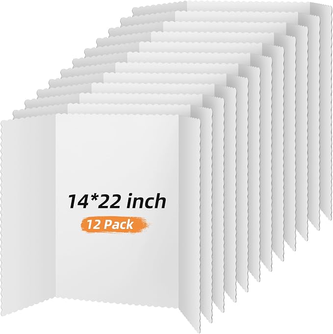 Henoyso 12 Pcs 14 x 22 Inch White Trifold Poster Board Large Tri Fold by Henoyso