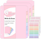 SKYDUE Durable Plastic 8-Tab Dividers, Big Tab Dividers by SKYDUE