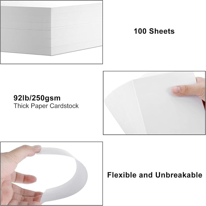 OcePor 100 Sheets Cardstock 5”x 7”, Blank Card Stock 92lb/250gsm, Thick Heavy - Image 4