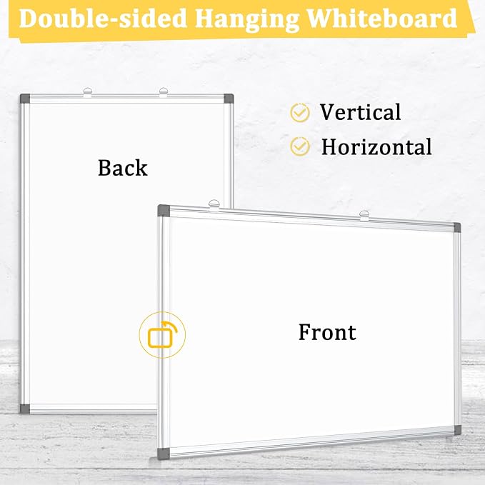 AMUSIGHT 2 Pack Double-Sided Magnetic Whiteboard, Aluminum Frame White Board - Image 3