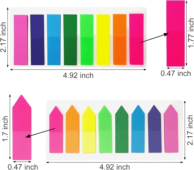 KICNIC Page Markers Colored Sticky Tabs 800 Pcs, Translucent Arrow Flags - Image 3