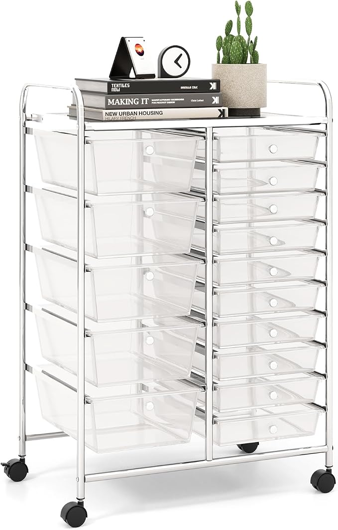 LDAILY 15 Drawer Rolling Storage Cart, Rolling Cart by LDAILY