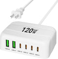 USB C Charger Block, 120W 6 Port USB Charging Station, Portable PD Fast Wall by BURUDU