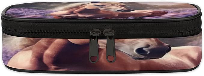 Pardick Pencil Case，Horse Lavender Big Capacity Pencil Pouch Coin Pouch - Image 3