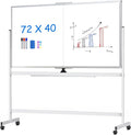 maxtek Rolling Whiteboard, 72x40 Large Double-Sided White Board Dry Erase on by Maxtek