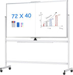 maxtek Rolling Whiteboard, 72x40 Large Double-Sided White Board Dry Erase on by Maxtek