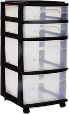 HOMZ Drawer Tower, 4-Tier Clear Plastic Storage Organizer Cart, and Office - Image 9