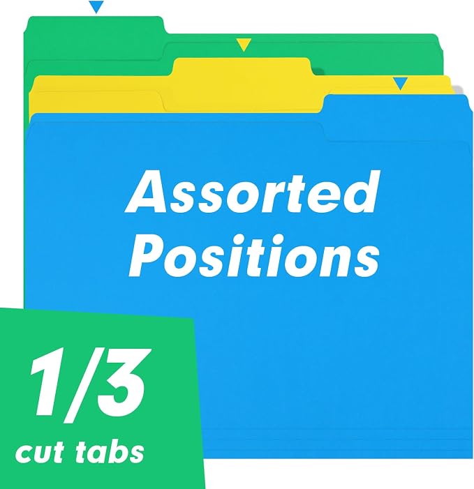 File Folder, RAZCC 150 Pack 1/3 Cut Tab Colored File Folders, File Folder - Image 3