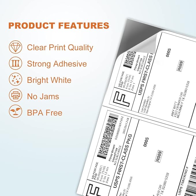 2000 Half Sheet Self Adhesive Shipping Labels - Image 3