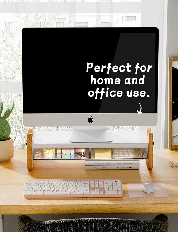 AFOOYO Monitor Stand Riser, Wooden & MDF Computer Desktop Stand - Image 5